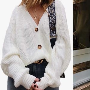 Cream oversized button down sweater